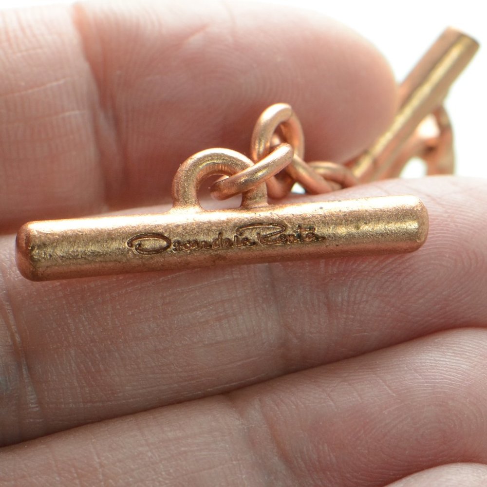 Oscar De La Renta Copper Finish Vintage Style Coin Toggle Bracelet - Picture 5 of 9